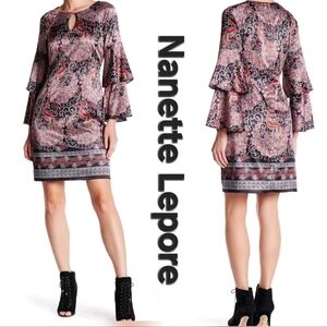 Nanette Lepore Paisley Tiered Flutter Sleeve Dress Sz 8